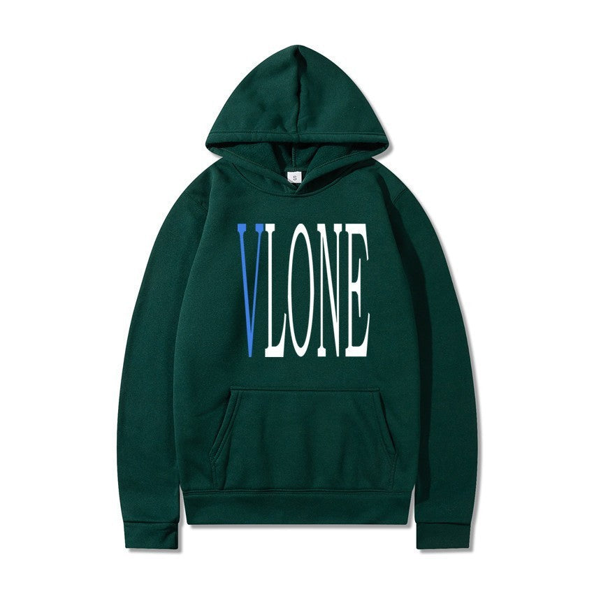 Hoodie with Snake Wrap Design, Blue Large V Logo, Unisex Oversized Sweatshirt Hooded Jacket