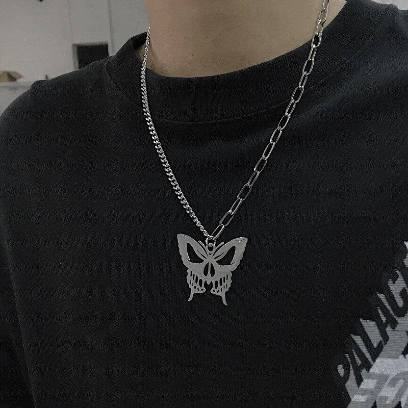 Fashion gothic style neck necklace butterfly suspension pendant men and women couple women necklace jewelry accessories