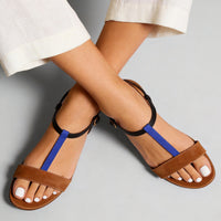Made to order ships in 3–5 days Round toe casual flat sandals with open toe and one button beach shoes for women