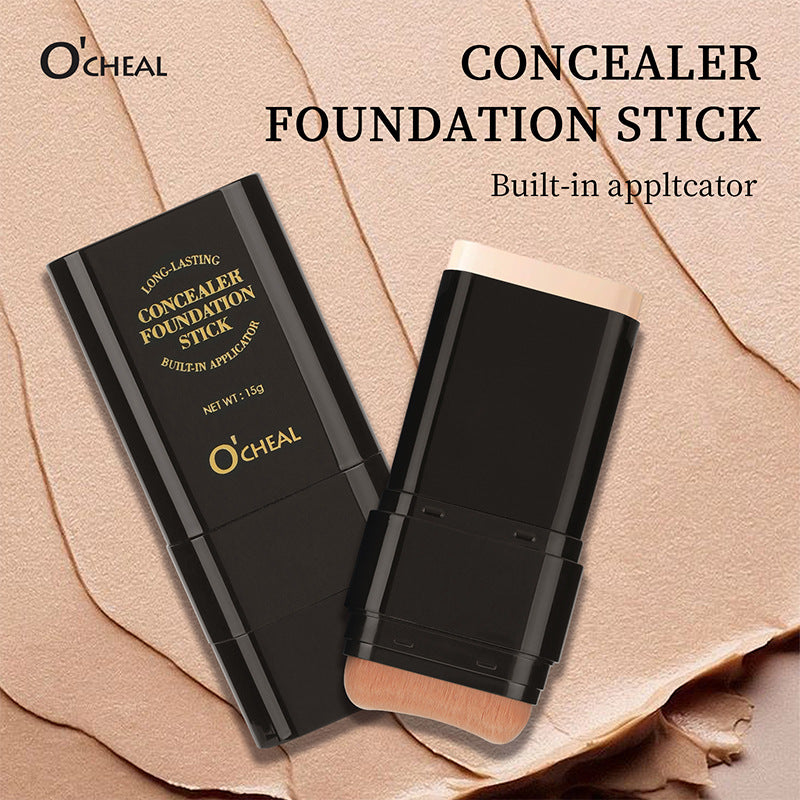 Oqianya Cream Foundation Concealer Long-Lasting Solid Foundation  Dual-Purpose Powder Puff Brush