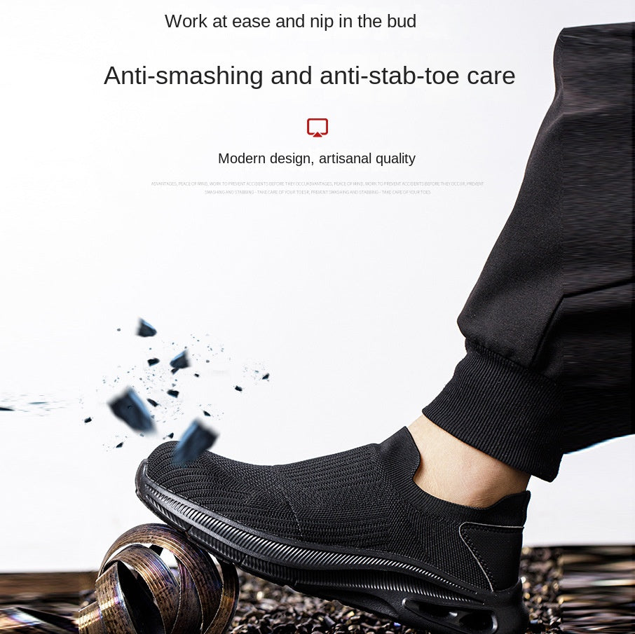 Mesh lightweight one foot labor protection summer mesh anti smashing and anti piercing safety protective shoes
