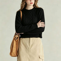 Casual versatile solid color simple knit sweater