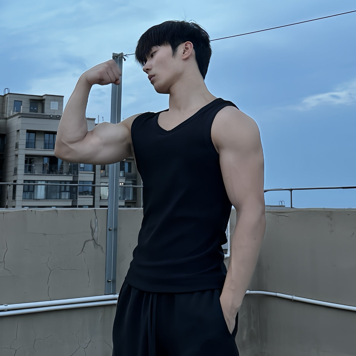 Heavyweight Combed Textured Muscle Tank Top for Men, Summer Sports Casual Fitness Training Sleeveless T-Shirt Underwear