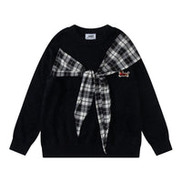 Checkered scarf sweater
