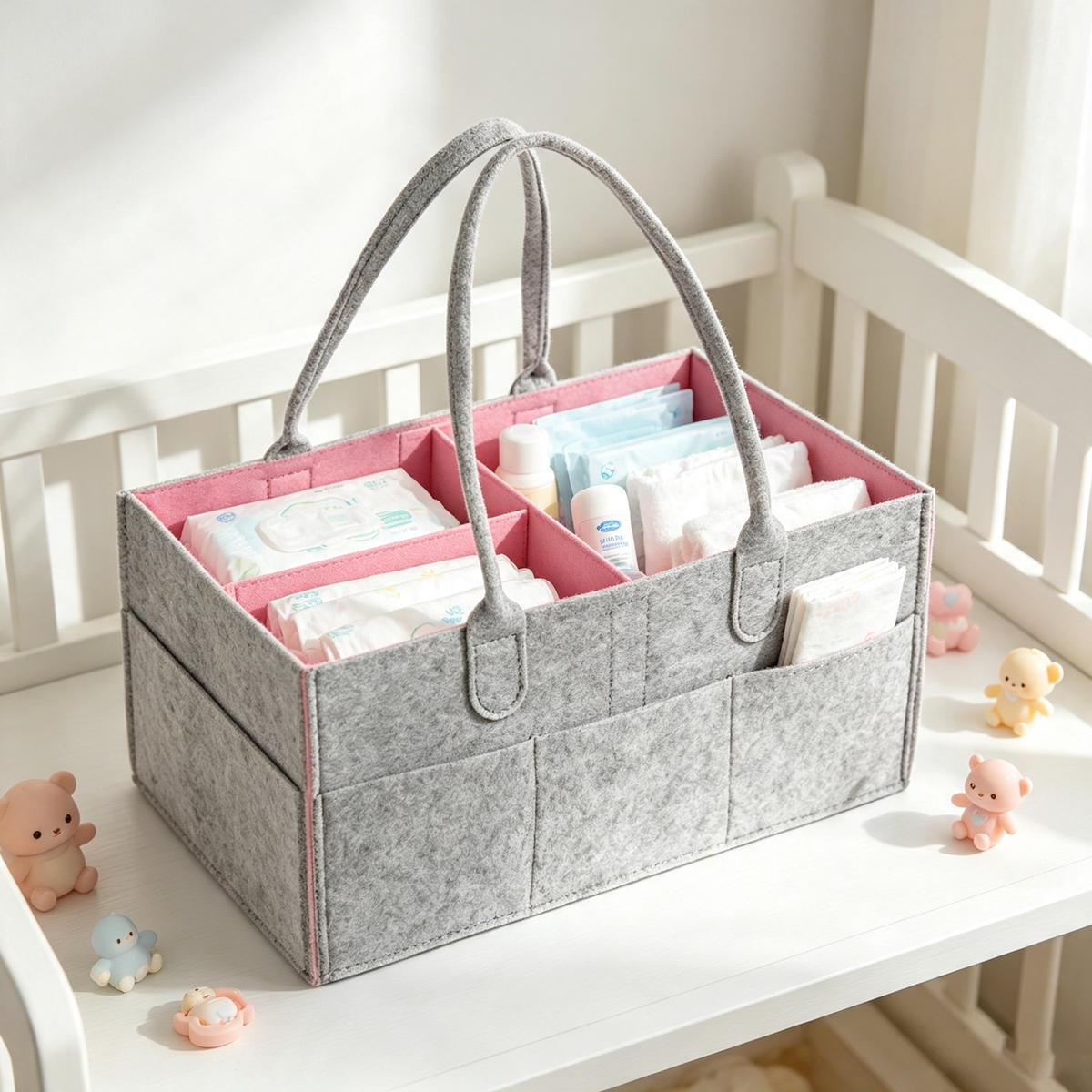 Felt diaper storage bag