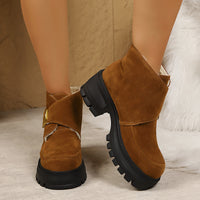 Chunky Heeled Over-the-Knee Boots with Belt Buckle, Faux Suede, High Heel, Thick Sole, Women's Winter Boots Made to order, ships in 7 days