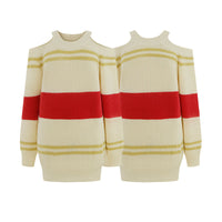 Round neck striped versatile contrasting simple knit sweater