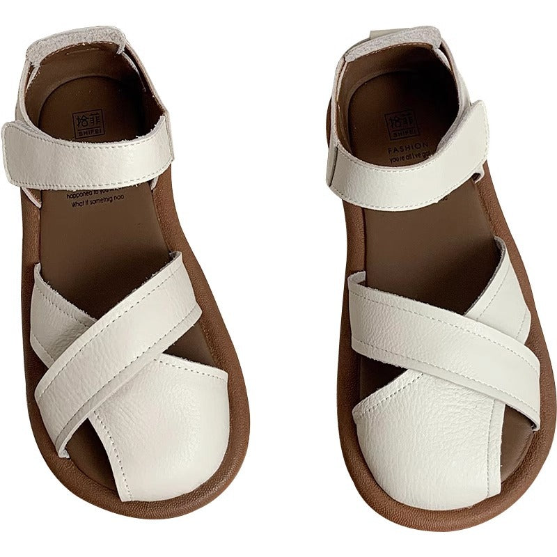 Flat Heeled Toe-Covered Sandals for Women,Casual Shoes