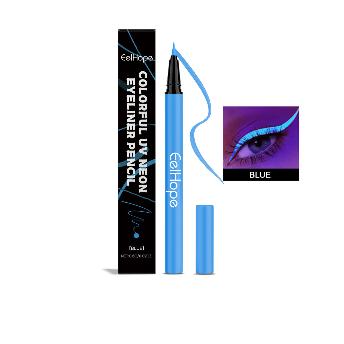 Eelhope Party Neon Liquid Eyeliner (Blue) Is Smooth, Flowing, Long-Lasting And Easy To Apply, Making It Perfect For Party Party Eye Makeup