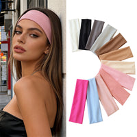 Cotton Elastic Headband Wide Sweat-Absorbent Band, Solid Color, Multi-Functional Headwear