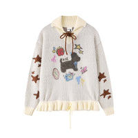 Cartoon puppy embroidered sweater