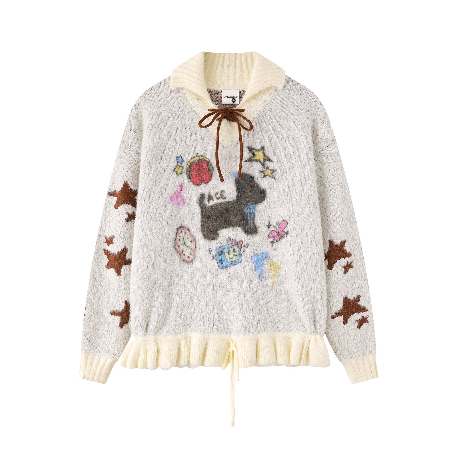Cartoon puppy embroidered sweater