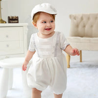baby boy clothes white baptism baby romper set with hat turndown collar newborn first boy birthday clothing 3-24M