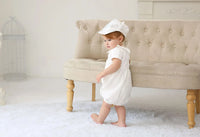 baby boy clothes white baptism baby romper set with hat turndown collar newborn first boy birthday clothing 3-24M