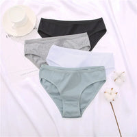 3PCS/Set Cotton Panties Women's Briefs Jacquard Design Solid Color Underpants S-XL