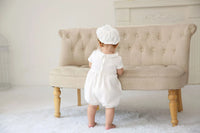 baby boy clothes white baptism baby romper set with hat turndown collar newborn first boy birthday clothing 3-24M