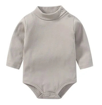Baby Boy Clothes 100% Cotton Pure Solid Newborn Bodysuits Turtleneck Premature Clothing Shirts Tops 0 1 2 3 Years PJS Soft