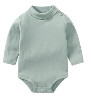Baby Boy Clothes 100% Cotton Pure Solid Newborn Bodysuits Turtleneck Premature Clothing Shirts Tops 0 1 2 3 Years PJS Soft
