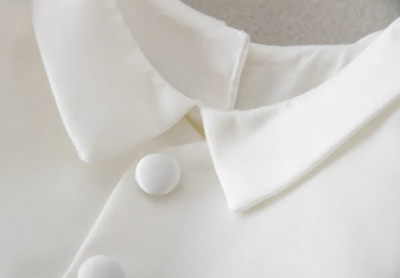 baby boy clothes white baptism baby romper set with hat turndown collar newborn first boy birthday clothing 3-24M