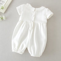 baby boy clothes white baptism baby romper set with hat turndown collar newborn first boy birthday clothing 3-24M