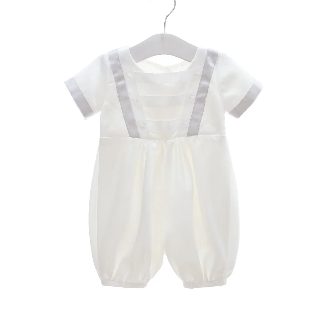 baby boy clothes white baptism baby romper set with hat turndown collar newborn first boy birthday clothing 3-24M