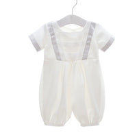 baby boy clothes white baptism baby romper set with hat turndown collar newborn first boy birthday clothing 3-24M