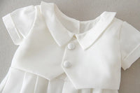 baby boy clothes white baptism baby romper set with hat turndown collar newborn first boy birthday clothing 3-24M