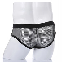Men's Boxer Shorts Low Rise Mesh Trunk Underwear Black White