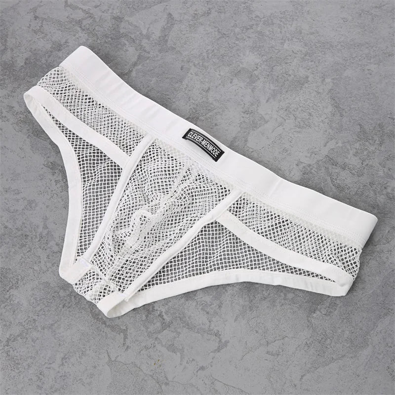 Men's Boxer Shorts Low Rise Mesh Trunk Underwear Black White