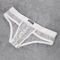 Men's Boxer Shorts Low Rise Mesh Trunk Underwear Black White