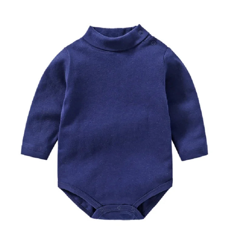 Baby Boy Clothes 100% Cotton Pure Solid Newborn Bodysuits Turtleneck Premature Clothing Shirts Tops 0 1 2 3 Years PJS Soft