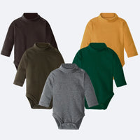 Baby Boy Clothes 100% Cotton Pure Solid Newborn Bodysuits Turtleneck Premature Clothing Shirts Tops 0 1 2 3 Years PJS Soft