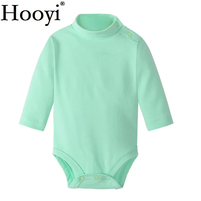 Baby Boy Clothes 100% Cotton Pure Solid Newborn Bodysuits Turtleneck Premature Clothing Shirts Tops 0 1 2 3 Years PJS Soft