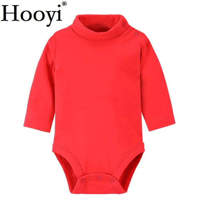 Baby Boy Clothes 100% Cotton Pure Solid Newborn Bodysuits Turtleneck Premature Clothing Shirts Tops 0 1 2 3 Years PJS Soft