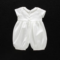 baby boy clothes white baptism baby romper set with hat turndown collar newborn first boy birthday clothing 3-24M