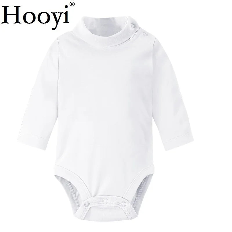 Baby Boy Clothes 100% Cotton Pure Solid Newborn Bodysuits Turtleneck Premature Clothing Shirts Tops 0 1 2 3 Years PJS Soft