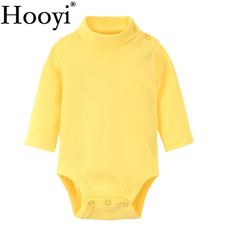 Baby Boy Clothes 100% Cotton Pure Solid Newborn Bodysuits Turtleneck Premature Clothing Shirts Tops 0 1 2 3 Years PJS Soft