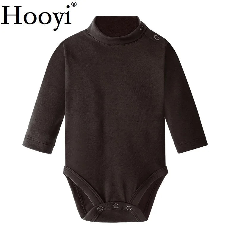Baby Boy Clothes 100% Cotton Pure Solid Newborn Bodysuits Turtleneck Premature Clothing Shirts Tops 0 1 2 3 Years PJS Soft