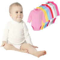 Baby Boy Clothes 100% Cotton Pure Solid Newborn Bodysuits Turtleneck Premature Clothing Shirts Tops 0 1 2 3 Years PJS Soft