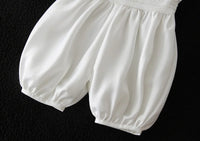 baby boy clothes white baptism baby romper set with hat turndown collar newborn first boy birthday clothing 3-24M