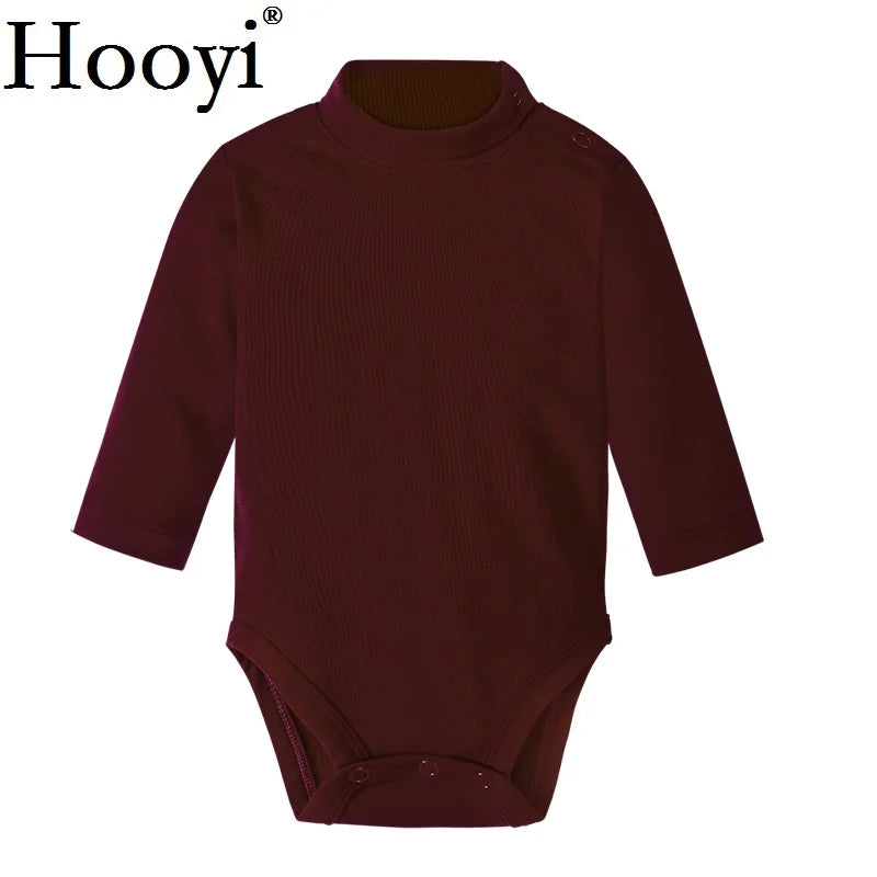 Baby Boy Clothes 100% Cotton Pure Solid Newborn Bodysuits Turtleneck Premature Clothing Shirts Tops 0 1 2 3 Years PJS Soft