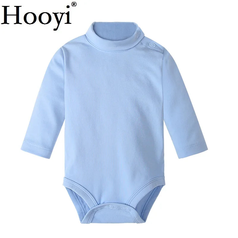 Baby Boy Clothes 100% Cotton Pure Solid Newborn Bodysuits Turtleneck Premature Clothing Shirts Tops 0 1 2 3 Years PJS Soft