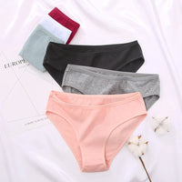 3PCS/Set Cotton Panties Women's Briefs Jacquard Design Solid Color Underpants S-XL
