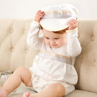 baby boy clothes white baptism baby romper set with hat turndown collar newborn first boy birthday clothing 3-24M