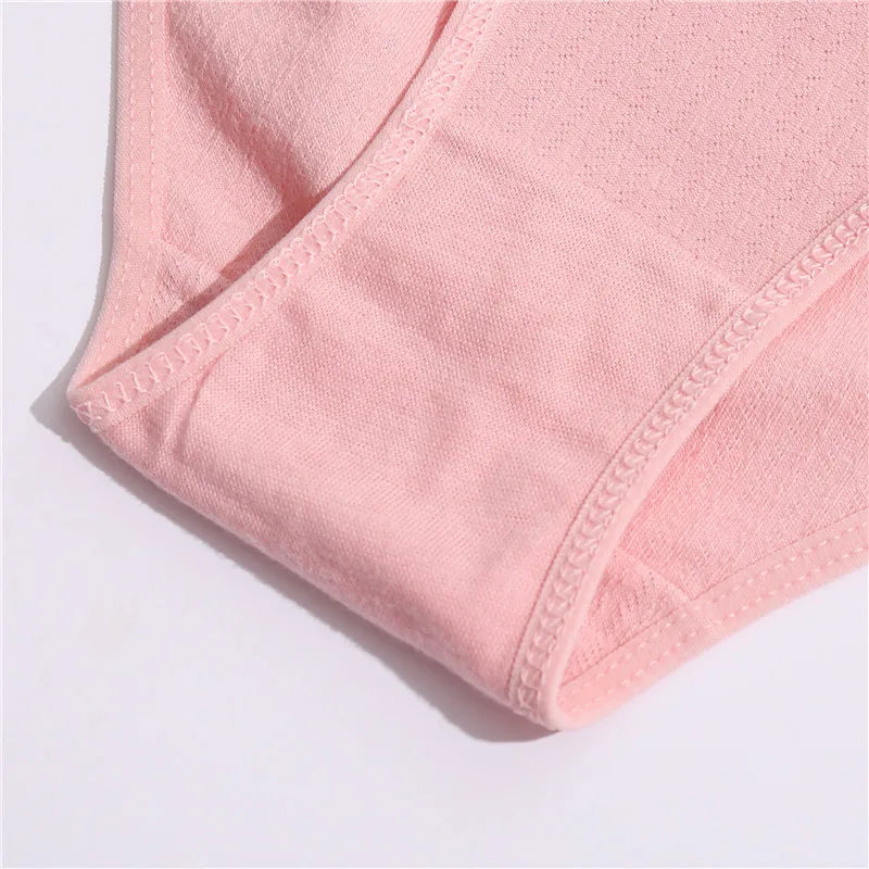 3PCS/Set Cotton Panties Women's Briefs Jacquard Design Solid Color Underpants S-XL