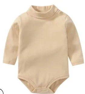 Baby Boy Clothes 100% Cotton Pure Solid Newborn Bodysuits Turtleneck Premature Clothing Shirts Tops 0 1 2 3 Years PJS Soft