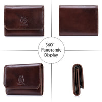 Genuine Leather Wallet for Men Minimalist Tri-Fold Purse with RFID Protection  Zipper Coin Pocket  Credit Card Slots