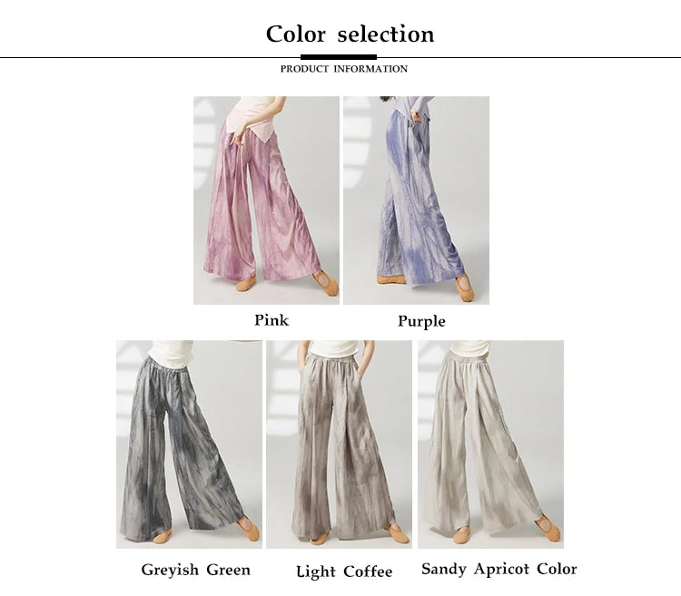 Women's wide-leg trousers made of chiffon, flowing and loose, suitable for formal party and wedding wear, as well as casual wear