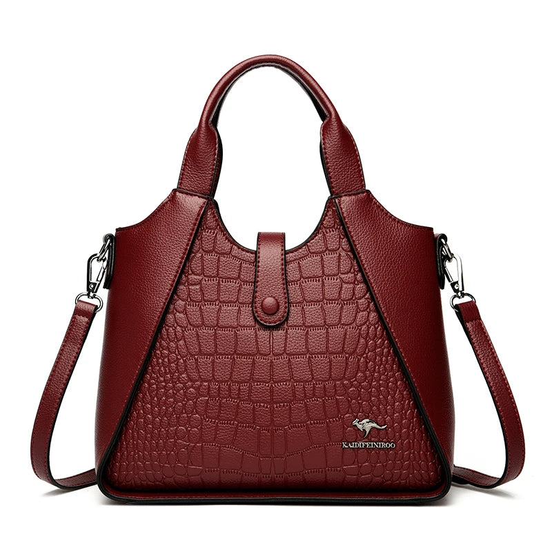 2024 New Fashion Trend Women's Handbag High Quality Soft Leather Women Shoulder Bolsas Solid Color Retro Female Tote Bags Sac