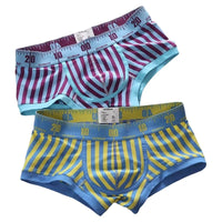 New Striped Boxer Briefs  Men's Comfortable Underwear Breathable Cotton Trunks with Elastic Waistband